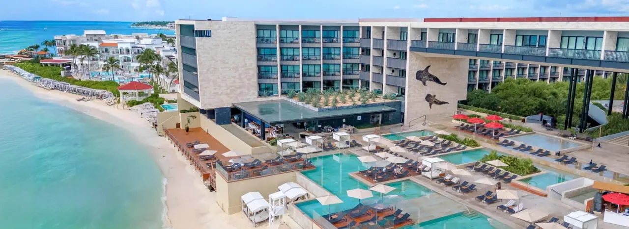 Grand Hyatt Playa del Carmen from the air, on the beach