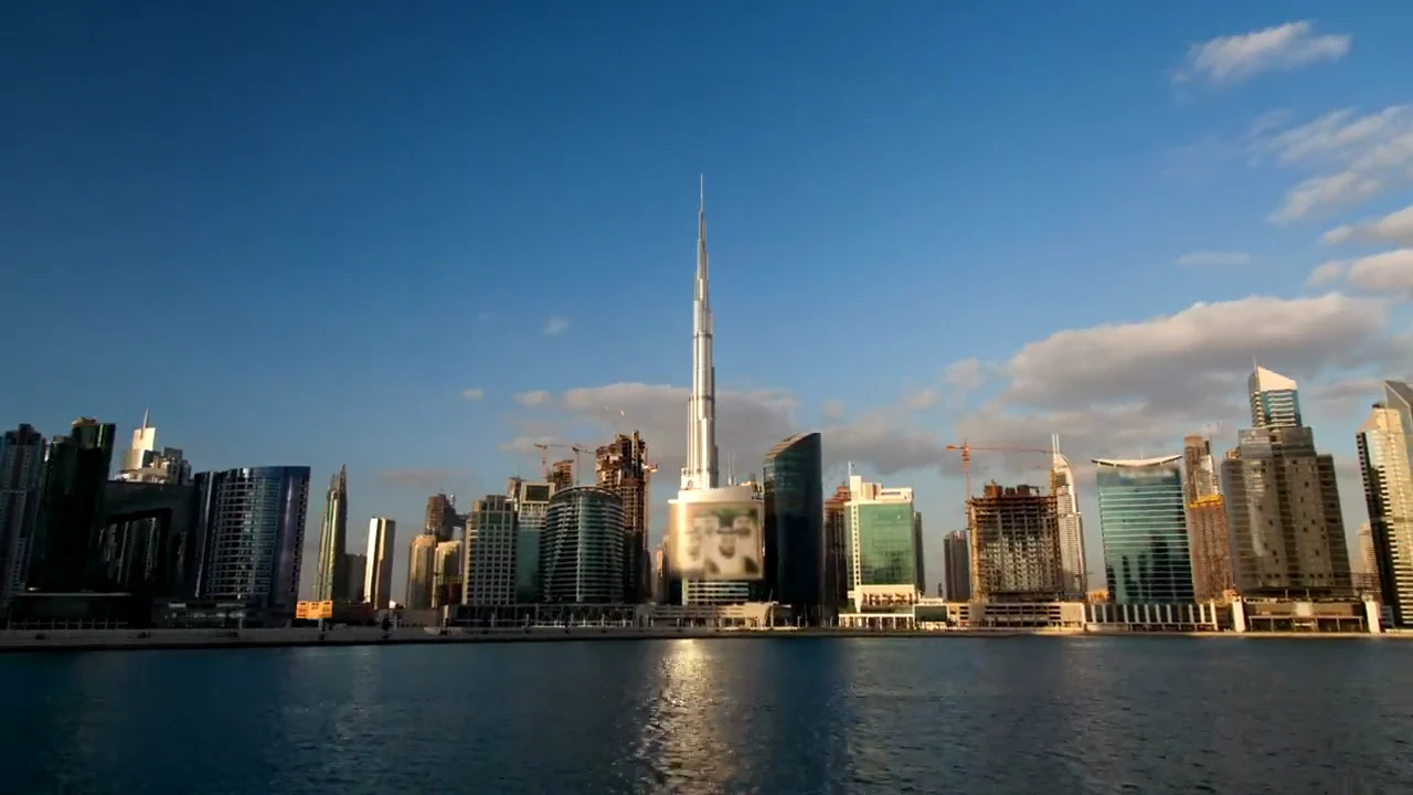 The Burj Khalifa and Business Bay from the water